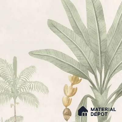 Jungle Village, Sandstone Tropical Wallpaper | Customised Size Wallpaper