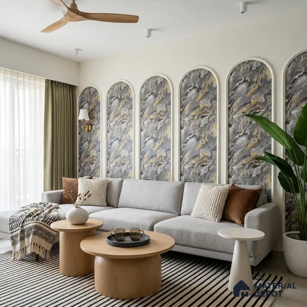 MH 260 | 10 Meter x 21 Inches Marble Look Wallpaper - 57.37 Sq. Ft.