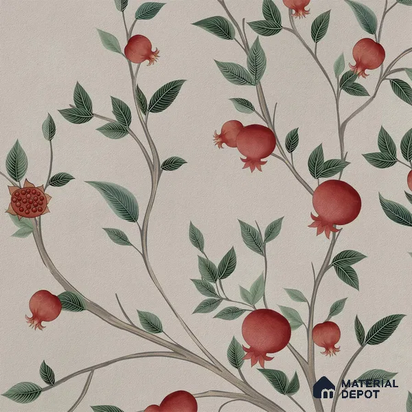 Rang Baag Indian Handmade Wallpaper for Homes | Pomegranate | Customised Size Wallpaper