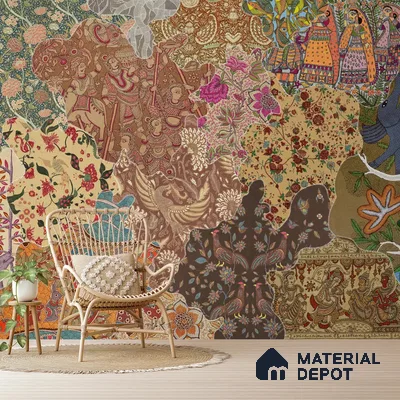 Rang Rali, Indian Handmade Wallpaper | Customised Size Wallpaper