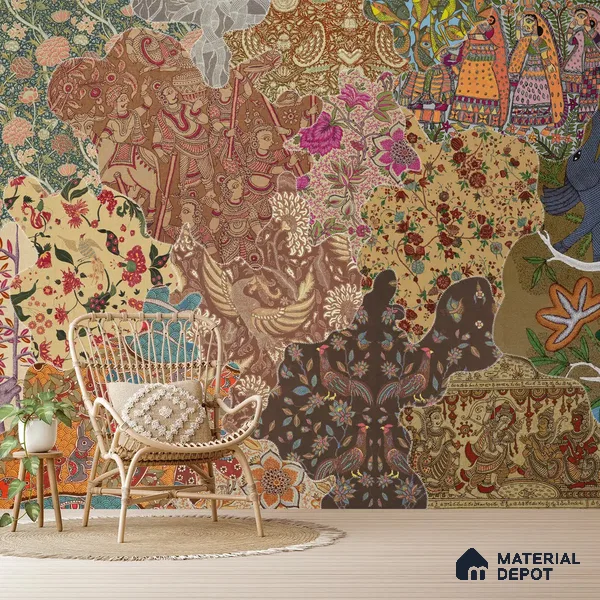 Rang Rali, Indian Handmade Wallpaper | Customised Size Wallpaper