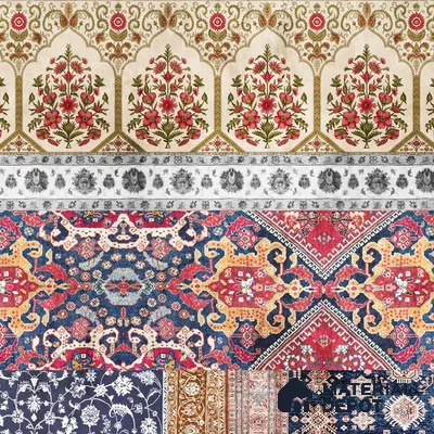 Banaras, Indian Carpet Design Customised Canvas Wallpaper