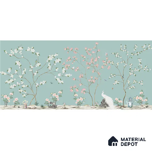 Grace Chinoiserie Theme Sandstone Wallpaper Customised