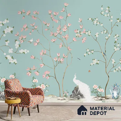 Grace Chinoiserie Theme Canvas Wallpaper Customised
