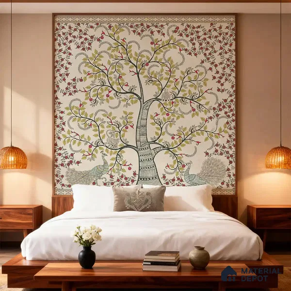 Anant Vriksha — Tree of Life Kalamkari Sandstone Wallpaper