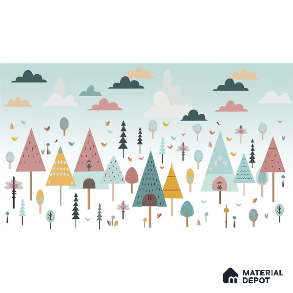 Pastel Jungle Fun Kids Handmade Wallpaper