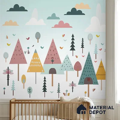 Pastel Jungle Fun Kids Handmade Wallpaper