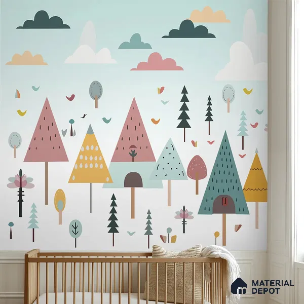 Pastel Jungle Fun Kids Handmade Wallpaper