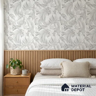 52524-1 | White Embossed Leaves Floral Wallpaper - 5 Meter x 42 Inches, 57.41 Sq. Ft.