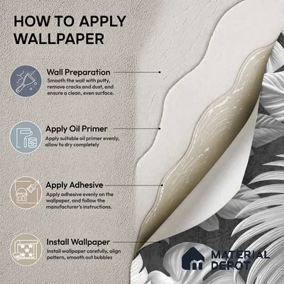 52524-4 | Charcoal Palm Leaves Floral Wallpaper - 5 Meter x 42 Inches, 57.41 Sq. Ft.