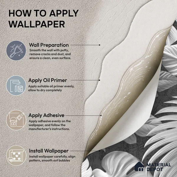 52524-4 | Charcoal Palm Leaves Floral Wallpaper - 5 Meter x 42 Inches, 57.41 Sq. Ft.