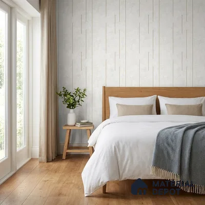 52518-1 | Off-White Vertical Line Plaster Patterned Wallpaper - 5 Meter x 42 Inches, 57.41 Sq. Ft.