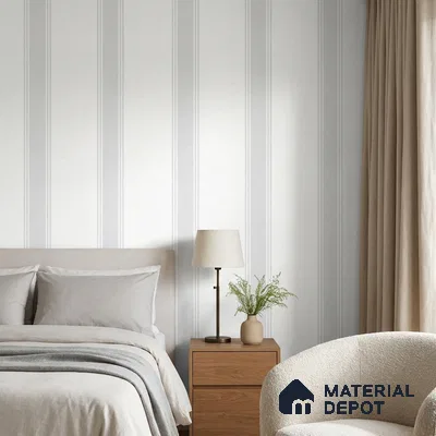52514-1 | White Narrow Pinstripe Patterned Wallpaper - 5 Meter x 42 Inches, 57.41 Sq. Ft.