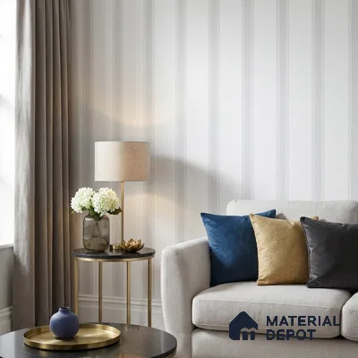 52514-1 | White Narrow Pinstripe Patterned Wallpaper - 5 Meter x 42 Inches, 57.41 Sq. Ft.