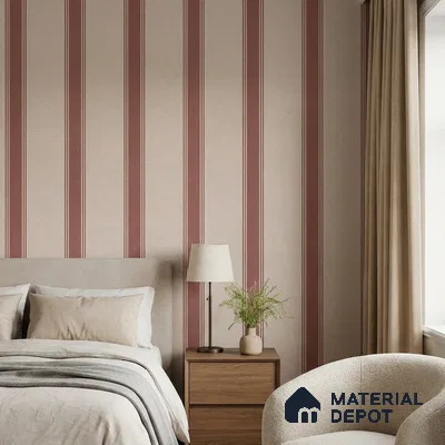 52514-5 | Maroon & Beige Vertical Stripe Patterned Wallpaper - 5 Meter x 42 Inches, 57.41 Sq. Ft.