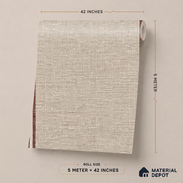 52514-5 | Maroon & Beige Vertical Stripe Patterned Wallpaper - 5 Meter x 42 Inches, 57.41 Sq. Ft.