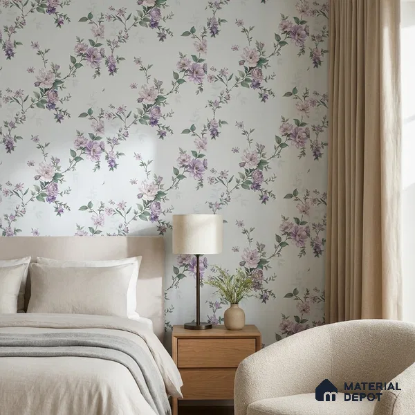 52513-3 | Blue Peony Trail Floral Wallpaper - 5 Meter x 42 Inches, 57.41 Sq. Ft.
