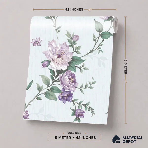 52513-3 | Blue Peony Trail Floral Wallpaper - 5 Meter x 42 Inches, 57.41 Sq. Ft.