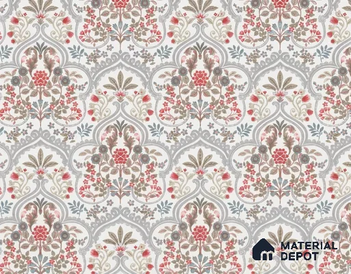 52502-2 | Grey & Blue Floral Damask Patterned Wallpaper - 5 Meter x 42 Inches, 57.41 Sq. Ft.