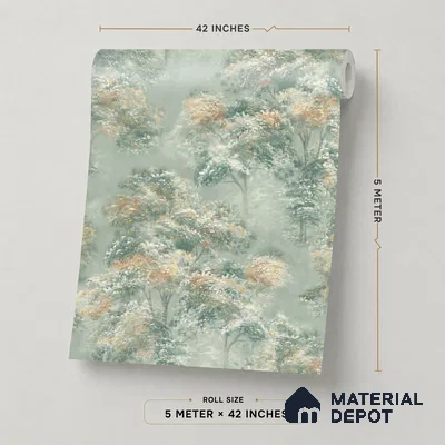 52501-1 | Green Misty Forest Floral Wallpaper - 5 Meter x 42 Inches, 57.41 Sq. Ft.