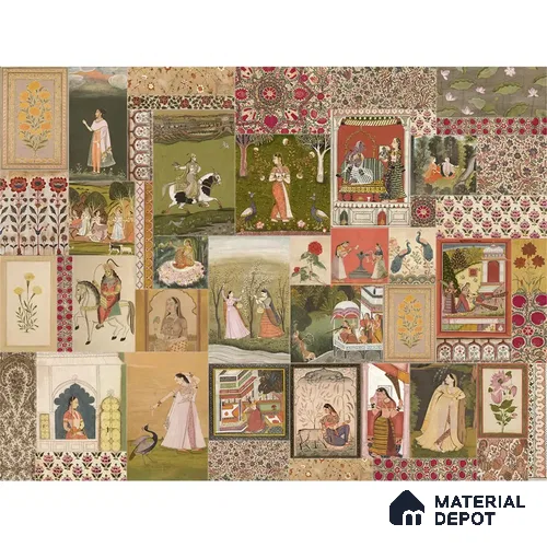 Netri A Vintage Indian Art Canvas Wallpaper