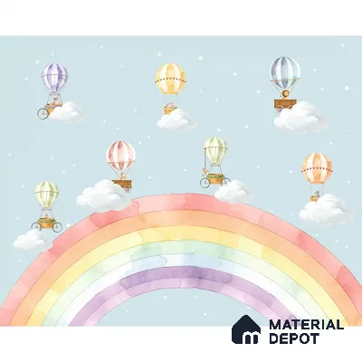 Rainbow Hot Air Balloons Kids Handmade Wallpaper