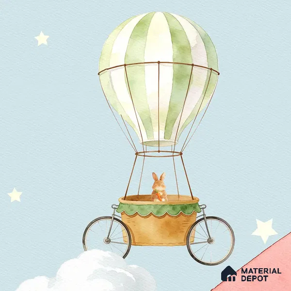 Rainbow Hot Air Balloons Kids Handmade Wallpaper