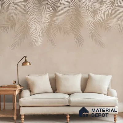 Hanging Tropical Leaves Canvas Wallpaper, Beige