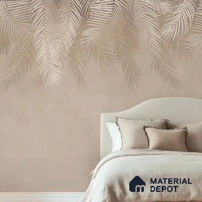 Hanging Tropical Leaves Handmade Wallpaper, Beige