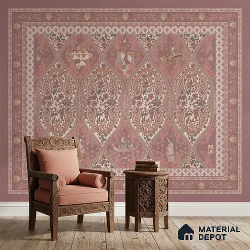 Kashmir Indian Design Canvas Wallpaper Customised Design