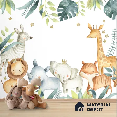 Cute Animal Nursery Room Canvas Wallpaper