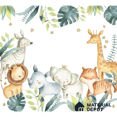 Cute Animal Nursery Room Canvas Wallpaper