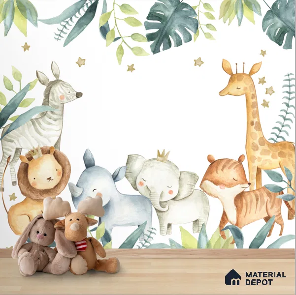 Cute Animal Nursery Room Handmade Wallpaper