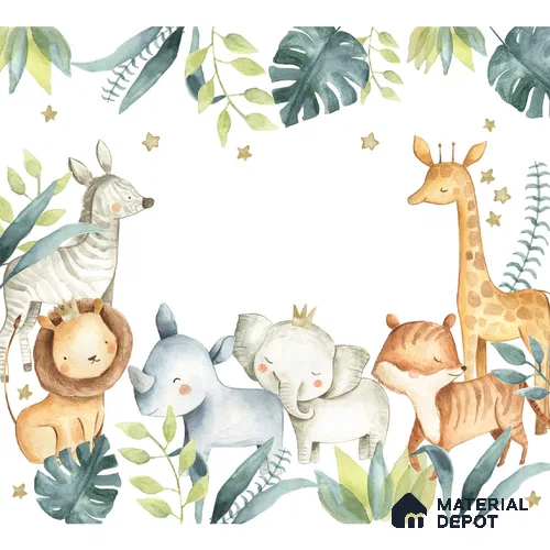 Cute Animal Nursery Room Soft Feel Wallpaper
