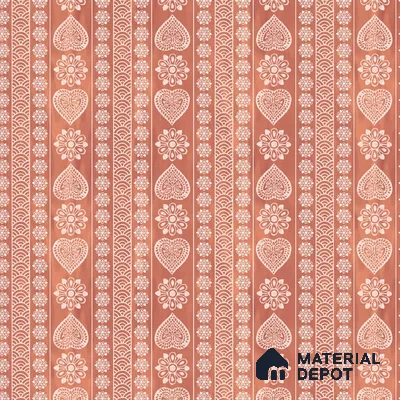 Sarangi Rajasthani Block Print Design Handmade Wallpaper Rust