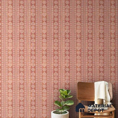 Sarangi Rajasthani Block Print Design Soft Feel Wallpaper Rust