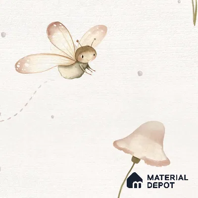 Dancing Petals Kids Room White Handmade Wallpaper