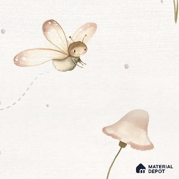 Dancing Petals Kids Room White Handmade Wallpaper