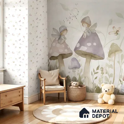 Dancing Petals Kids Room White Sandstone Wallpaper