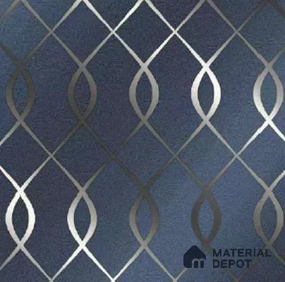 WS 2013 | Navy & Silver Ogee Trellis Non Woven Patterned Wallpaper - 10 Meter x 21 Inches, 57.41 Sq. Ft. (Min. 15% Wastage)