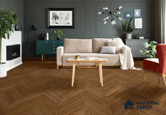 Chevron Engineered Floor EF 00067 C Patternia Liquorice Cinnamon Oak 20 x 4 inch (510x90 mm) - 15 mm | 100% Sustainable | 3 mm Top Layer | 25 Year Warranty | Eco Friendly | Suitable with Underfloor Heating