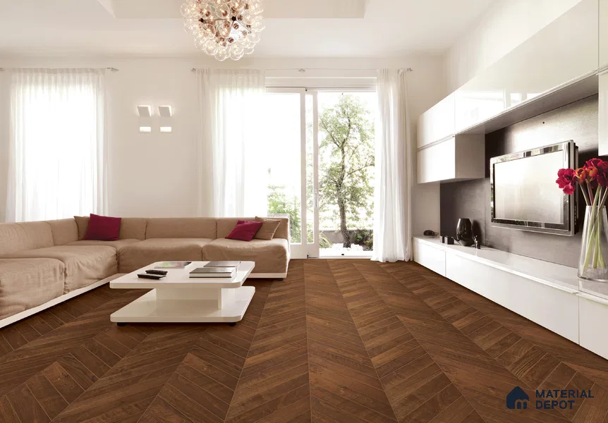 Chevron Engineered Floor EF 00067 G Patternia Walnut Noce Hardwood 20 x 4 inch (510x90 mm) - 15 mm | 100% Sustainable | 3 mm Top Layer | 25 Year Warranty | Eco Friendly | Suitable with Underfloor Heating