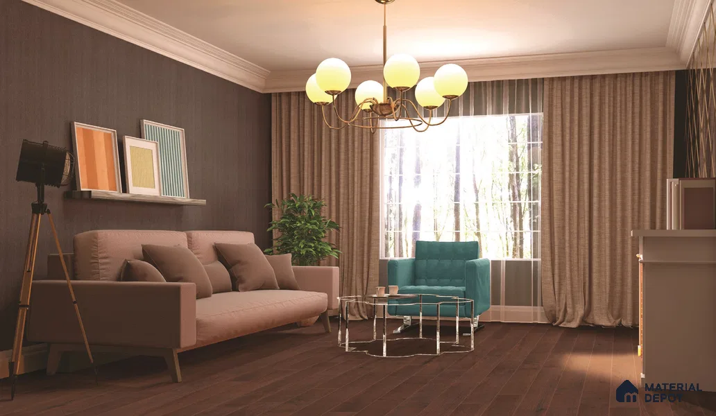 Hardwood Engineered Floor EF 00065 C Slimy Prime Mahogany Walnut (24-75 inch) x 5 inch (600-1900 mm)x125 mm - 14 mm | Multilayer Flooring | 3 mm Top Layer | Random Sizes