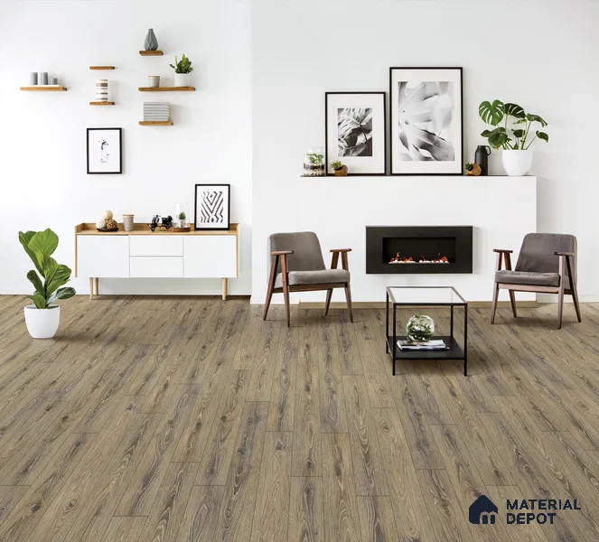 HDF Real Wood Matte Surface Laminate Wood Floor AC5 Grade LF 00339 E Evoke Canary Blonde 48 x 7 inch (1217x168 mm) - 12 mm | Aqua Protect 12 Hours Water Resistance | Anti Static and Stain Resistant | 0.5 mm V Groove | Embossed In Register (EIR) Surface | Uniclic Installation | 36 Plank Variations | 20 Years Warranty