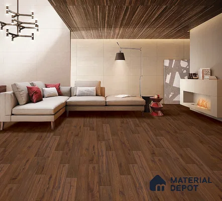HDF Real Wood Matte Surface Laminate Wood Floor AC5 Grade LF 00339 C Evoke Dark Walnut 48 x 7 inch (1217x168 mm) - 12 mm | Aqua Protect 12 Hours Water Resistance | Anti Static and Stain Resistant | 0.5 mm V Groove | Embossed In Register (EIR) Surface | Uniclic Installation | 36 Plank Variations | 20 Years Warranty