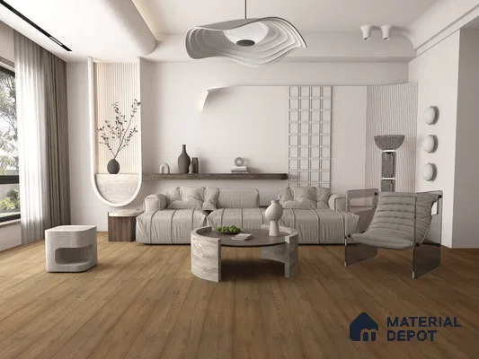 HDF Real Wood Matte Surface Laminate Wood Floor AC5 Grade LF 00342 E Elegancia Golden Ember 48 x 8 inch (1216x197 mm) - 8 mm | 100% Water Proof | Anti Static and Stain Resistant | 0.5 mm V Groove | EIR Surface | Uniclic Installation | 48 Plank Variations