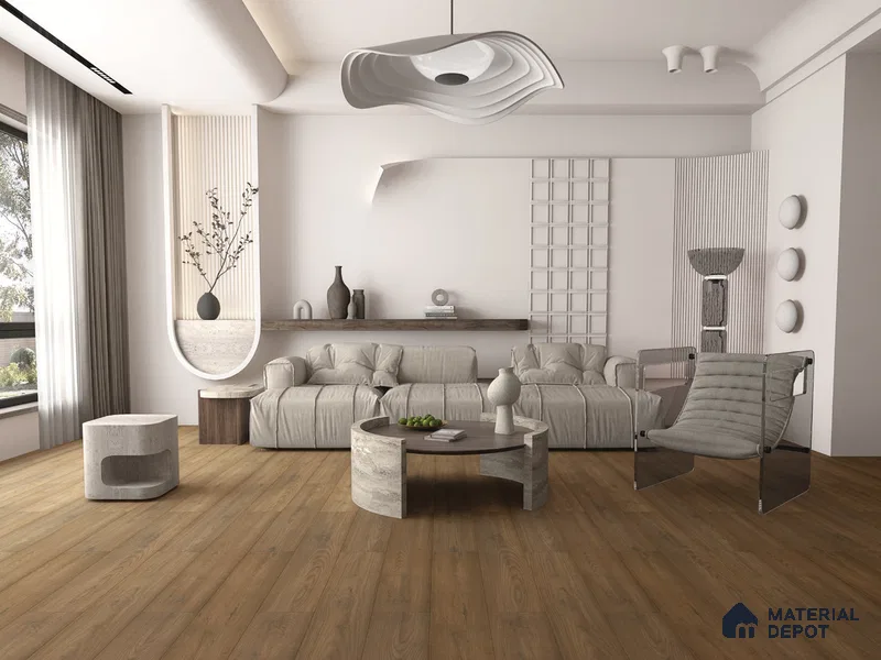 HDF Real Wood Matte Surface Laminate Wood Floor AC5 Grade LF 00342 E Elegancia Golden Ember 48 x 8 inch (1216x197 mm) - 8 mm | 100% Water Proof | Anti Static and Stain Resistant | 0.5 mm V Groove | EIR Surface | Uniclic Installation | 48 Plank Variations