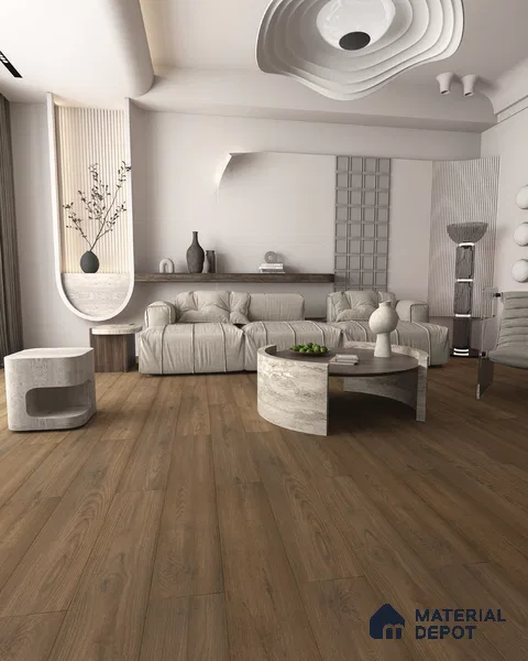 HDF Real Wood Matte Surface Laminate Wood Floor AC5 Grade LF 00342 E Elegancia Golden Ember 48 x 8 inch (1216x197 mm) - 8 mm | 100% Water Proof | Anti Static and Stain Resistant | 0.5 mm V Groove | EIR Surface | Uniclic Installation | 48 Plank Variations
