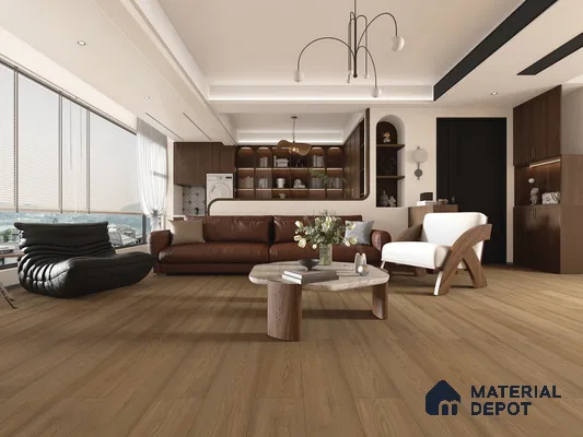 HDF Real Wood Matte Surface Laminate Wood Floor AC5 Grade LF 00342 C Elegancia Hazel Charm 48 x 8 inch (1216x197 mm) - 8 mm | 100% Water Proof | Anti Static and Stain Resistant | 0.5 mm V Groove | EIR Surface | Uniclic Installation | 48 Plank Variations
