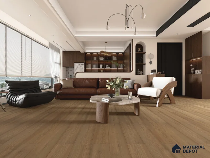HDF Real Wood Matte Surface Laminate Wood Floor AC5 Grade LF 00342 C Elegancia Hazel Charm 48 x 8 inch (1216x197 mm) - 8 mm | 100% Water Proof | Anti Static and Stain Resistant | 0.5 mm V Groove | EIR Surface | Uniclic Installation | 48 Plank Variations